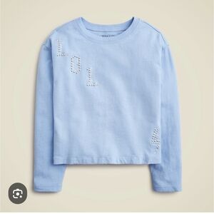 J.Crew Girls' embellished "LOL" graphic T-shirt XS 4-5 Blue BNWT 5☆ SO